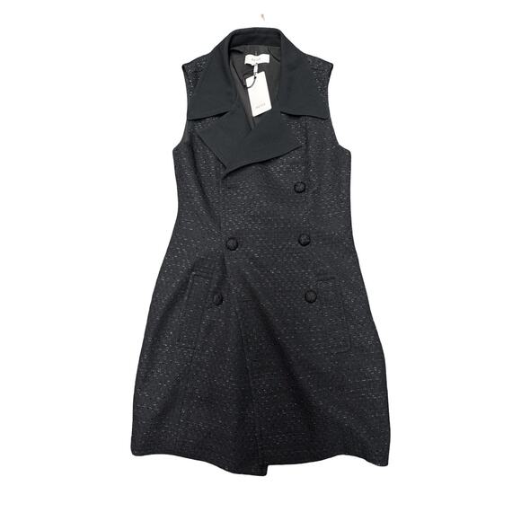 NWT Reiss Black Tweed Vest Dress Sleeveless Double Breasted Mini Size 4 - Picture 8 of 10
